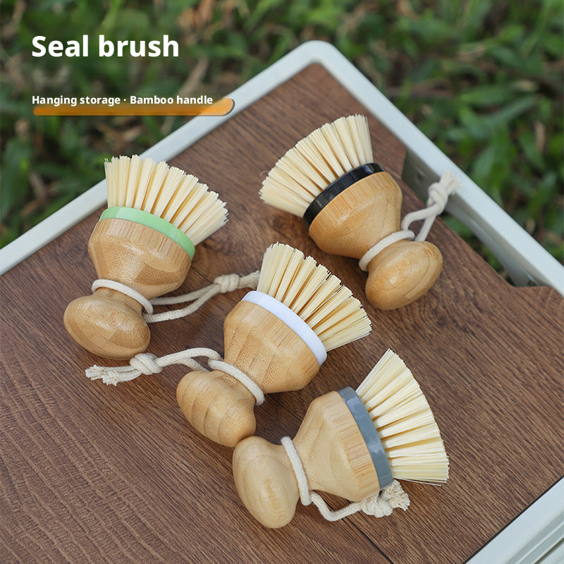 Dish Brush Bamboo - Outdoor pot-schrobborstel Afwasgereedschap Bamboe Stempelkop Potborstel