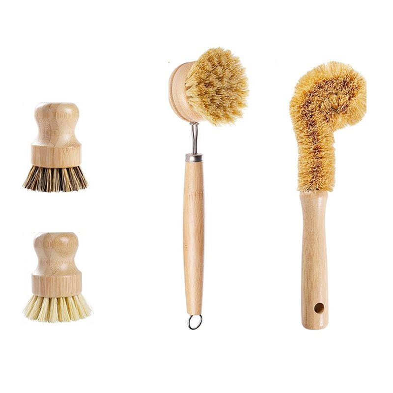 Dish Brush Bamboo - ABNL Ergonomische houten handgrepen 4-delige bamboe