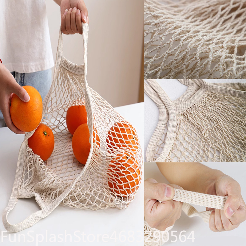 Reusable Produce Bag - Handzame opvouwbare katoenen mesh boodschappentas, herbruikbare