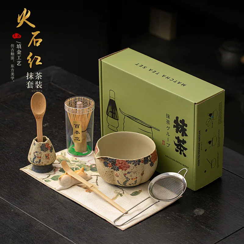 Dish Brush Bamboo - 2-8 stuks Japanse Flint rode Matcha